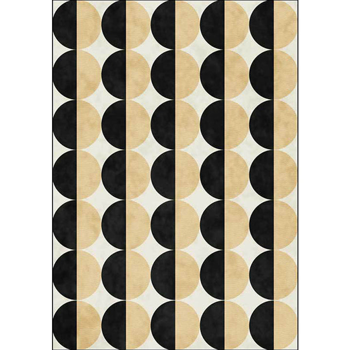 Stylish geometric pattern rug in gold and black Nordic rug washable polyester non-slip back rug for the living room | Bowlift