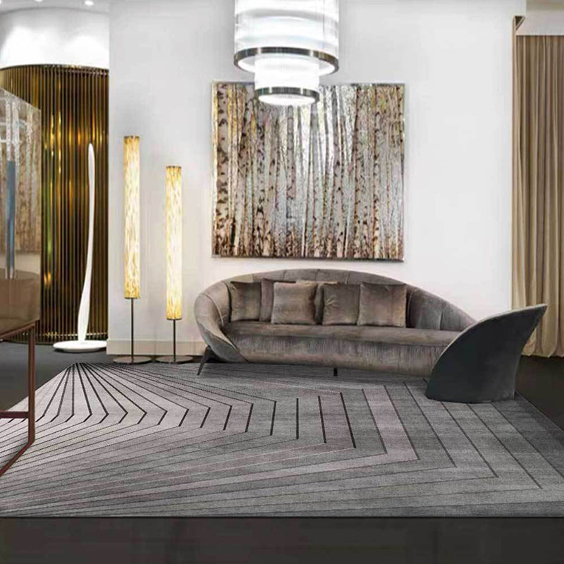 Unique striped rug grey simple rug polyester washable non-slip backing rug for the living room | Bowlift
