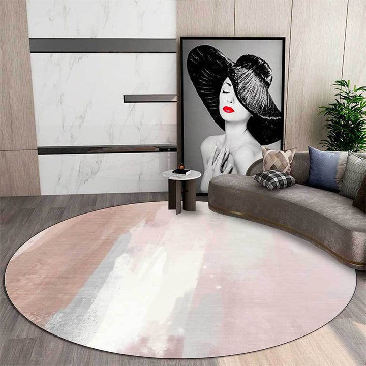 Contemporary brush stroke pattern rug Pink Polyester rug Machine washable Non-slip rug for the bedroom | Bowlift