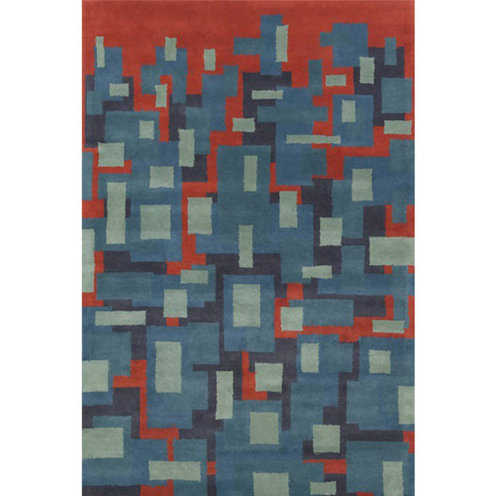 Blue and Red Nordic Carpet Polyester Abstract Carpet Washable Non-slip Back Carpet for the Living Room | Bowlift