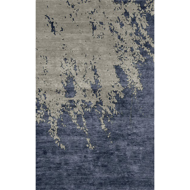 Modern living room rug in gray and blue Abstract oil painting printed rug Polyester machine washable area rug | Bowlift