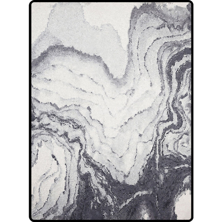 Classic ink wash painting rug with spiral stripes Gray Oriental rug Polyester Washable Non-slip backing Rug for living room | Bowlift