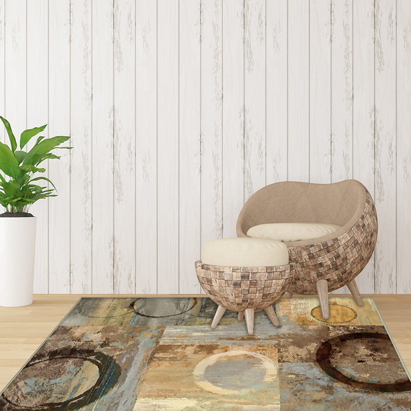 New Abstract Rug Light Brown Polyester Rug Machine Washable Non-Slip Area Rug for the Bedroom | Bowlift