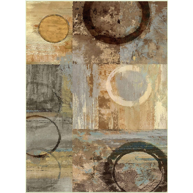 New Abstract Rug Light Brown Polyester Rug Machine Washable Non-Slip Area Rug for the Bedroom | Bowlift