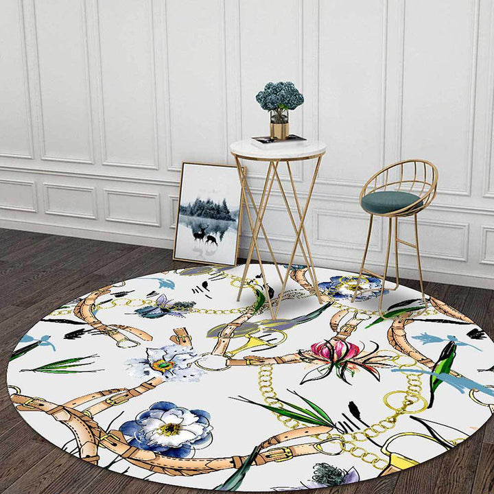 White Bedroom Carpet Modern Floral Leaf Chain Belt Pattern Carpet Polyester Non-Slip Pet Friendly Carpet | Bowlift