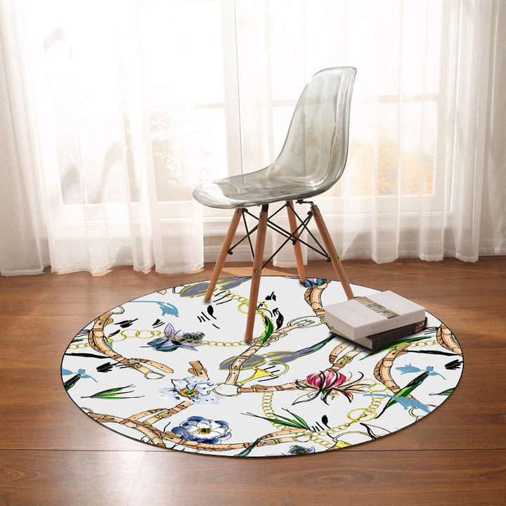 White Bedroom Carpet Modern Floral Leaf Chain Belt Pattern Carpet Polyester Non-Slip Pet Friendly Carpet | Bowlift