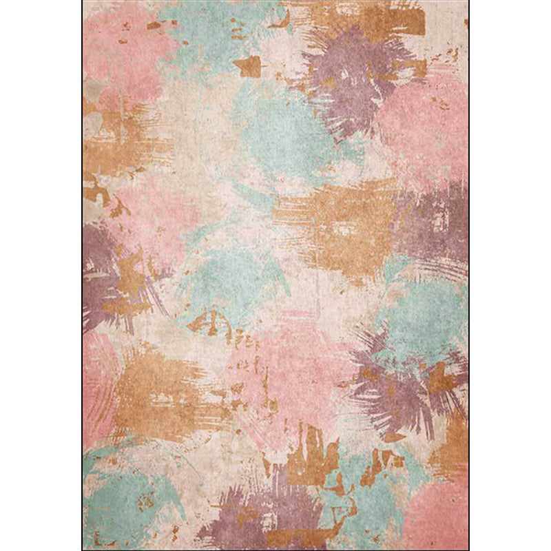 Unique Abstract Carpet Pink Multicolor Nordic Carpet Polyester Washable Non-Slip Back Carpet for the Living Room | Bowlift