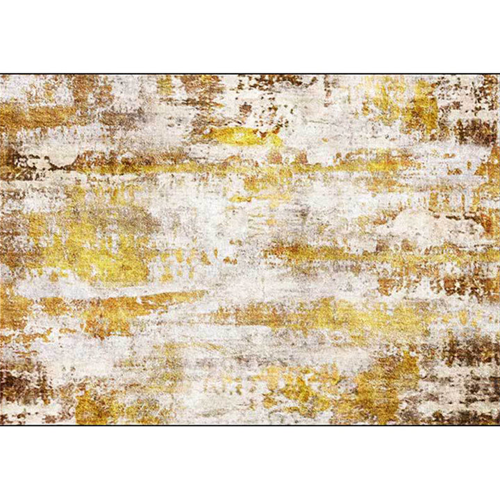Stylish abstract rug Golden industrial rug Polyester washable non-slip back rug for the living room | Bowlift