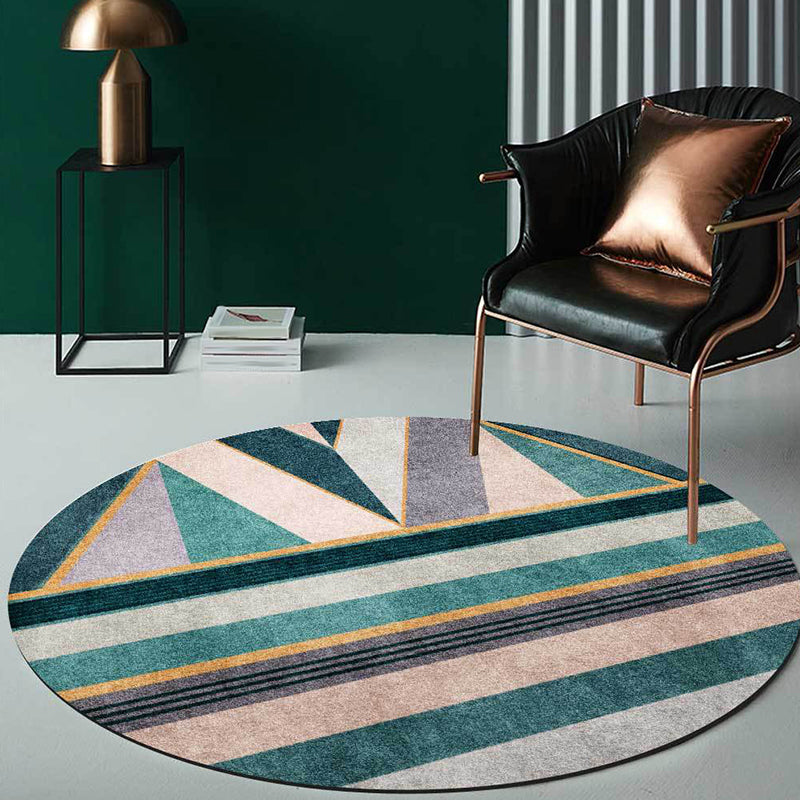 Stylish geometric pattern carpet Green Nordic carpet Polyester Washable Non-slip backing Carpet for living room | Bowlift