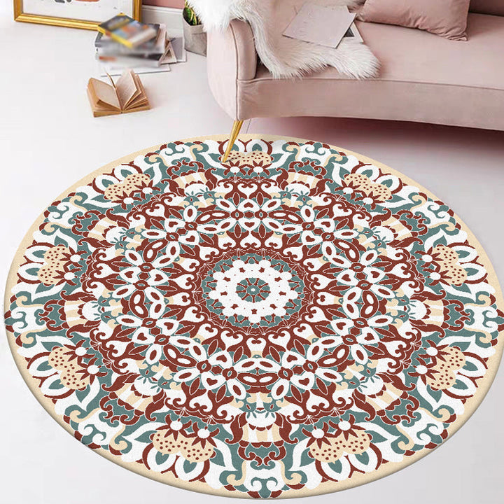 BowLift | Traditional Floral Pattern Rug Blue Tribal Rug Polyester Washable Non-Slip Mat Rug for Living Room