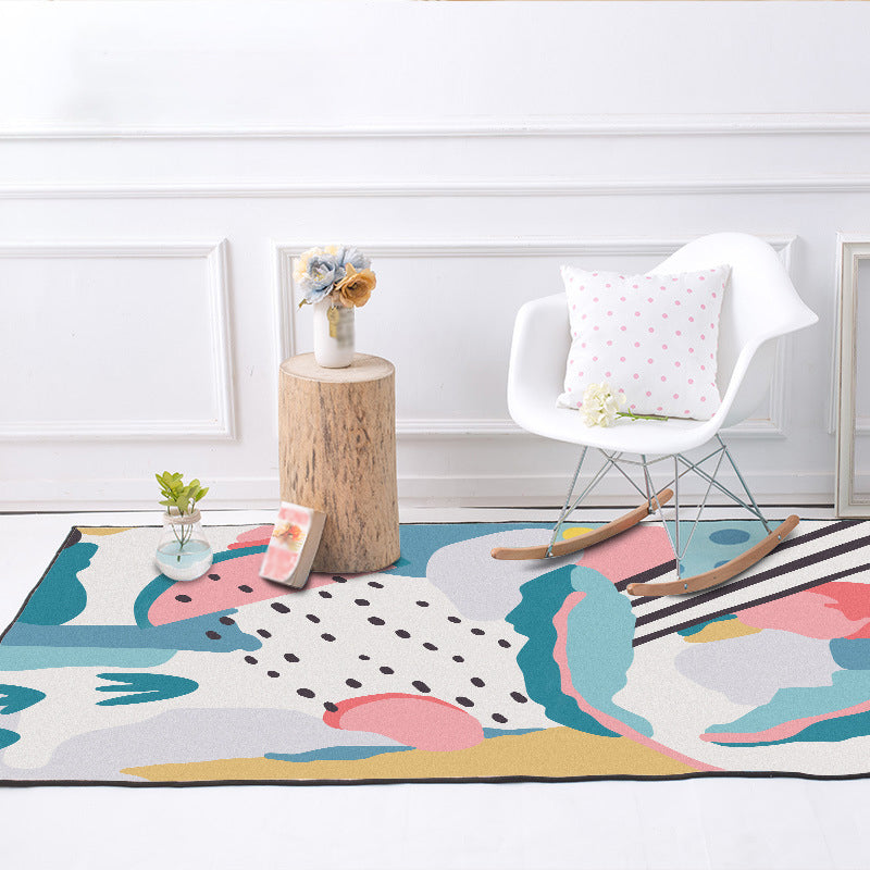 BowLift | Novelty Living Room Rug Colorful Color Block Watermelon Print Rug Polyester Non-Slip Back Washable Area Rug