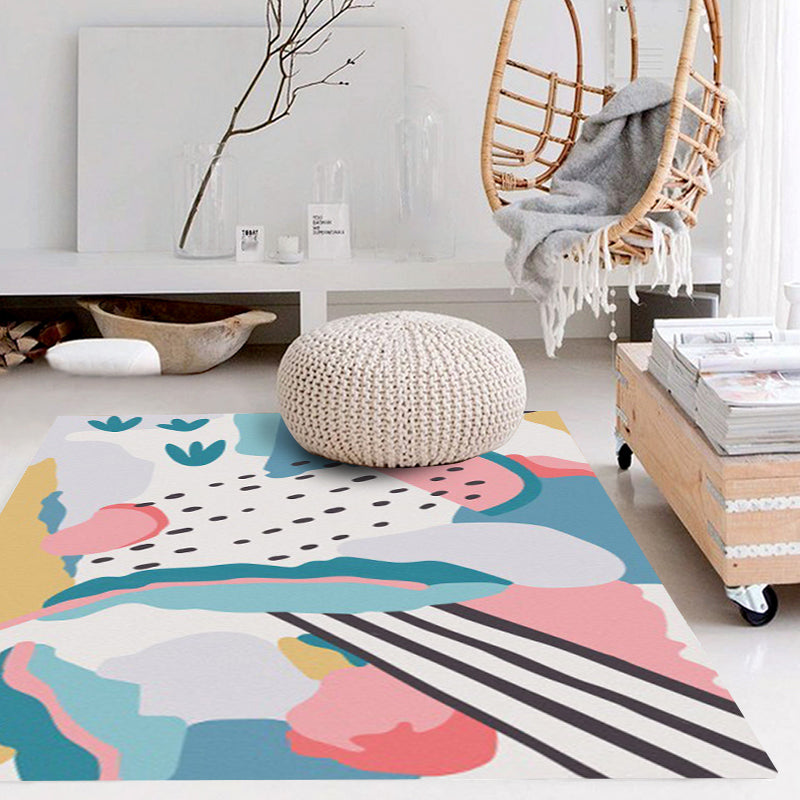 BowLift | Novelty Living Room Rug Colorful Color Block Watermelon Print Rug Polyester Non-Slip Back Washable Area Rug