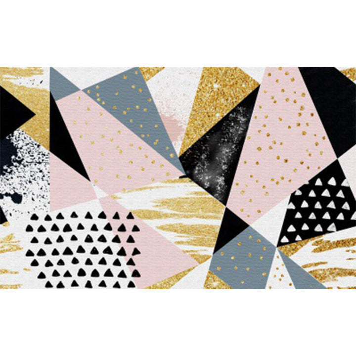 BowLift | Pink and Gold Bedroom Carpet Novelty Geometric Irregular Shape Dots Pattern Rug Polyester Non-slip Area Rug