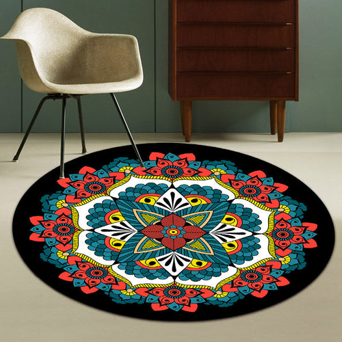 BowLift | Persian Floral Pattern Carpet Red and Blue Polyester Carpet Machine Washable Non-Slip Carpet for the Bedroom