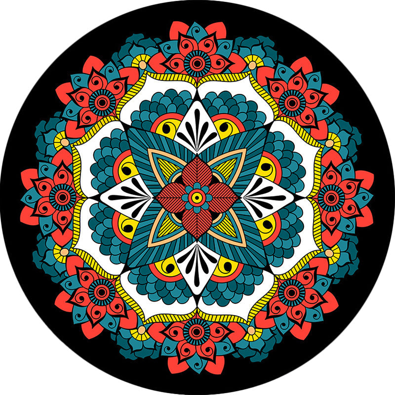BowLift | Persian Floral Pattern Carpet Red and Blue Polyester Carpet Machine Washable Non-Slip Carpet for the Bedroom