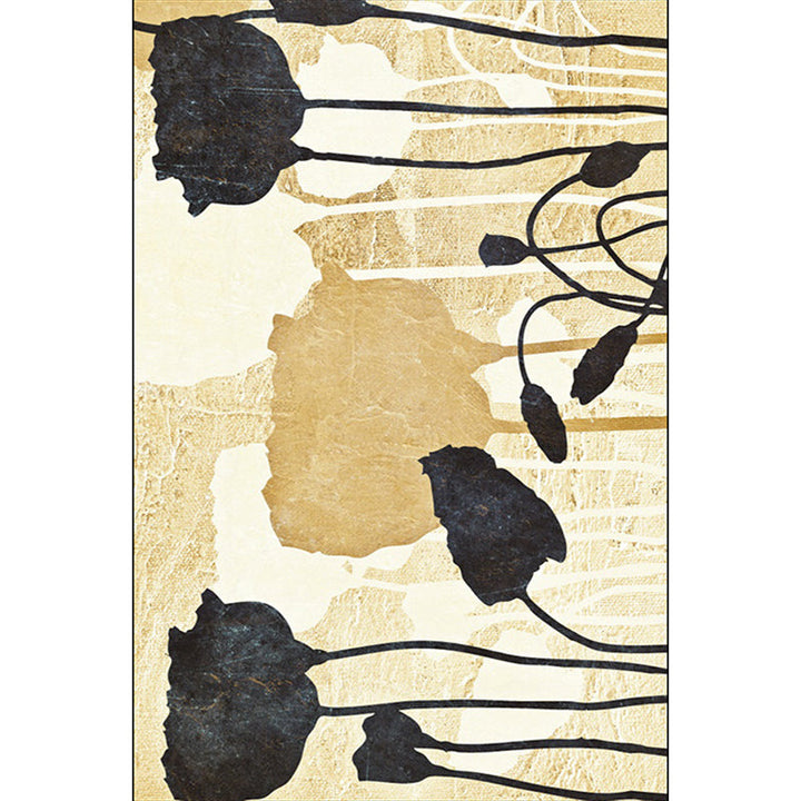 Contemporary watercolor pattern rug gold and black polyester rug machine washable non-slip rug for the bedroom | Bowlift