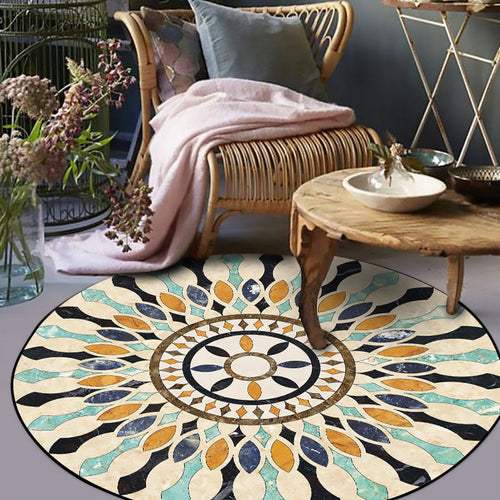 BowLift | American tribal pattern rug apricot polyester rug machine washable non-slip rug for bedroom
