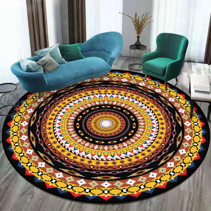 BowLift | Orange Sou'wester Rug Polyester concentric circles pattern rug washable non-slip backing rug for living room