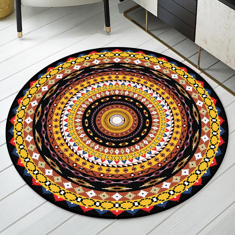BowLift | Orange Sou'wester Rug Polyester concentric circles pattern rug washable non-slip backing rug for living room