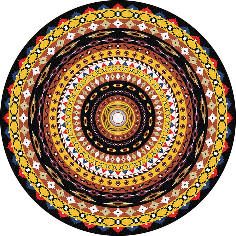 BowLift | Orange Sou'wester Rug Polyester concentric circles pattern rug washable non-slip backing rug for living room