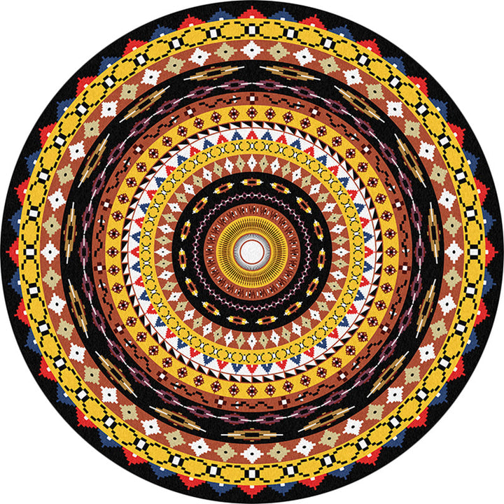 BowLift | Orange Sou'wester Rug Polyester concentric circles pattern rug washable non-slip backing rug for living room