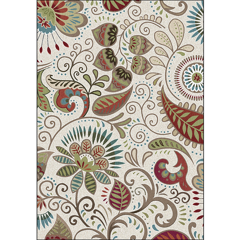 BowLift | White Vintage Carpet Polyester Paisley Pattern Carpet Washable Non-Slip Back Carpet for Living Room
