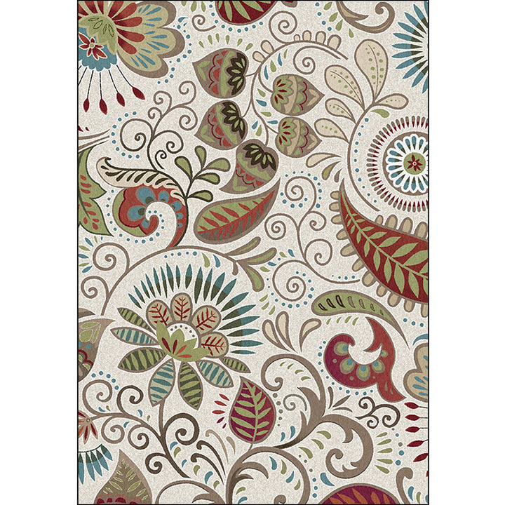 BowLift | White Vintage Carpet Polyester Paisley Pattern Carpet Washable Non-Slip Back Carpet for Living Room