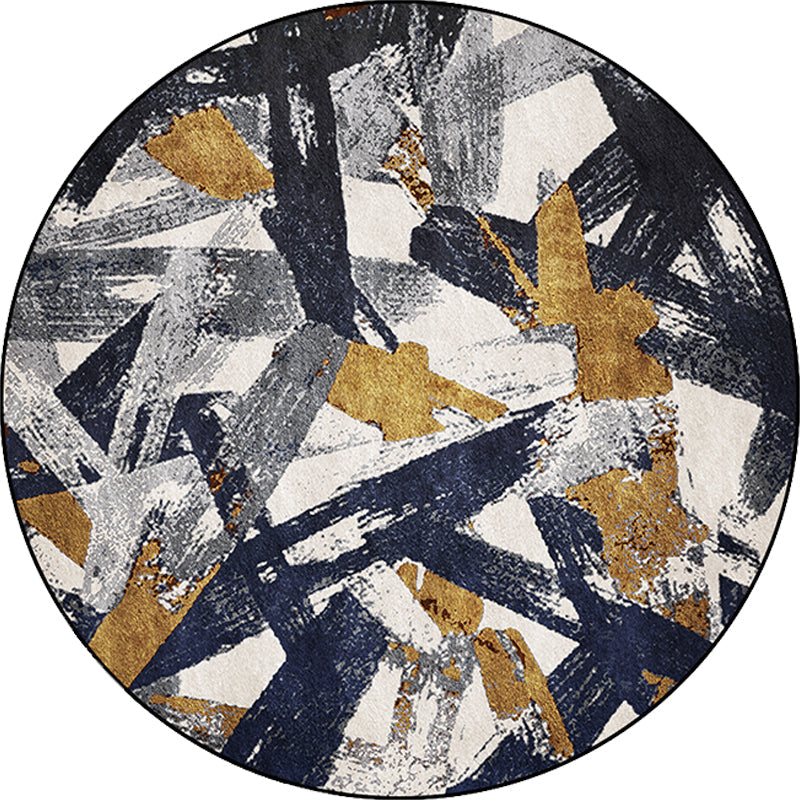 New Brushstroke Pattern Carpet Dark Blue and White Polyester Carpet Machine Washable Non-Slip Carpet for the Bedroom | Bowlift