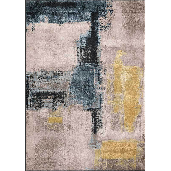 Yellow and Gray Industrial Carpet Polyester Brush Stroke Carpet Washable Non-Slip Back Carpet for Living Room | Bowlift