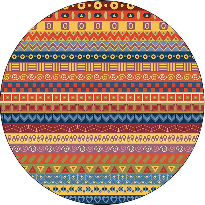 BowLift | Classic Striped Pattern Rug Orange Tribal Rug Polyester Washable Non-Slip Backing Rug for Living Room