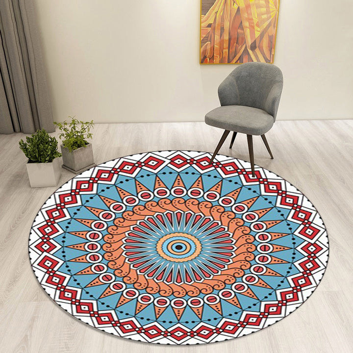 BowLift | Red and blue southwestern rug polyester tribal pattern rug washable non-slip rug for living room
