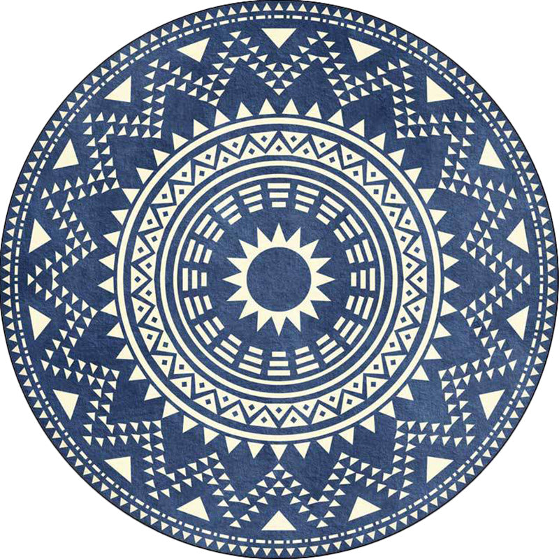 BowLift | Blue and green southwest rug Polyester geometric pattern rug washable non-slip backing rug for living room