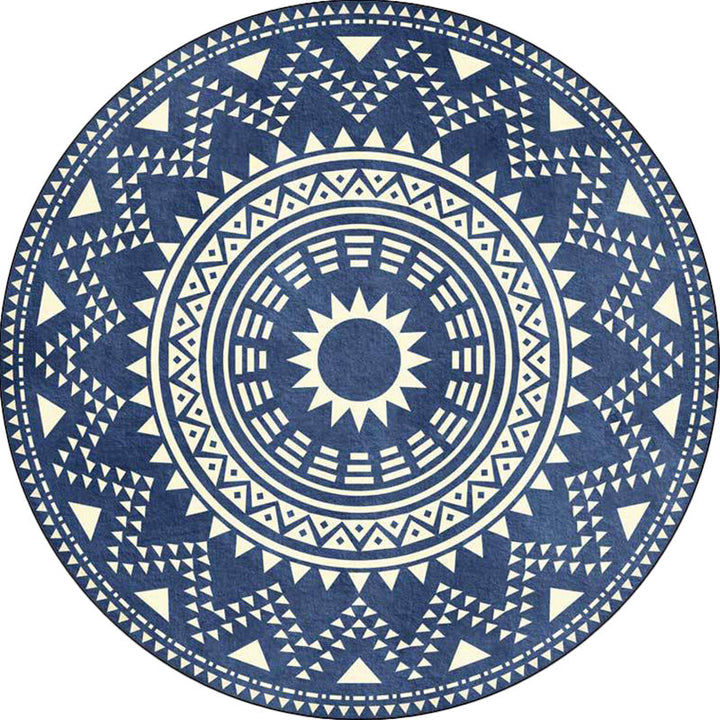 BowLift | Blue and green southwest rug Polyester geometric pattern rug washable non-slip backing rug for living room
