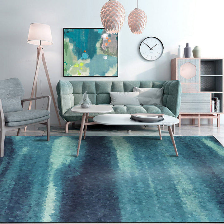 Blue contemporary rug polyester abstract rug washable non-slip backing rug for the living room | Bowlift
