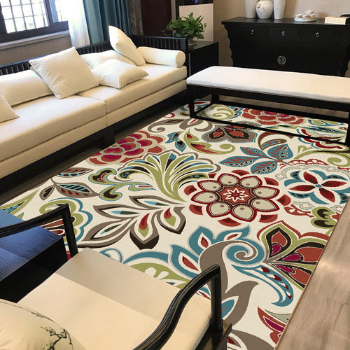 BowLift | Traditional paisley pattern carpet with floral beige multi-colored classic carpet polyester washable non-slip backing carpet for living room