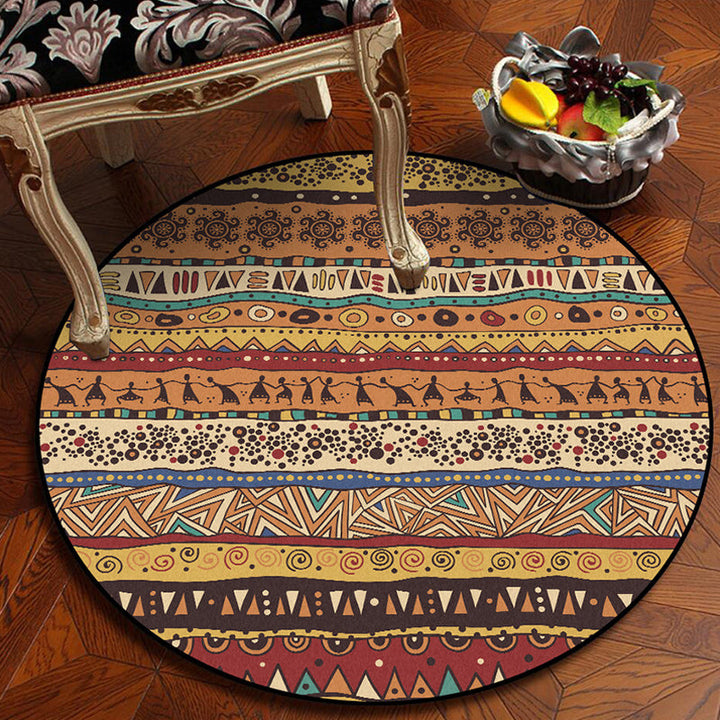 BowLift | Americana Tribal Pattern Rug Red and Brown Polyester Rug Machine Washable Non-Slip Area Rug for Bedroom