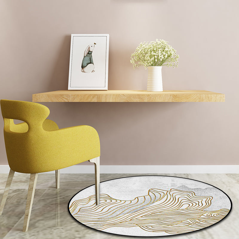 Unique swirl stripe pattern carpet light gray oriental carpet polyester washable non-slip backing carpet for the living room | Bowlift