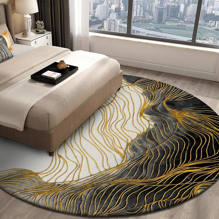 Classic stripe carpet gray and white polyester carpet machine washable non-slip carpet for the bedroom | Bowlift