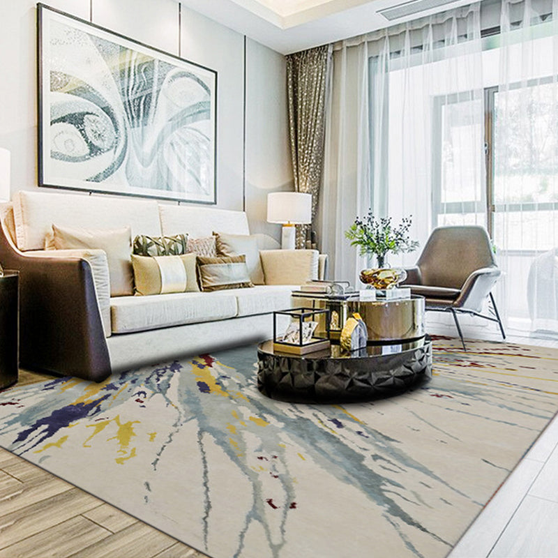 Camel Multicolored Modern Carpet Polyester Watercolor Pattern Carpet Washable Non-Slip Back Mat Carpet for Living Room | Bowlift