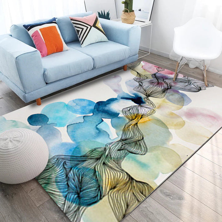 New novelty whirl stripe pattern rug gray multicolor polyester rug machine washable non-slip rug for the bedroom | Bowlift