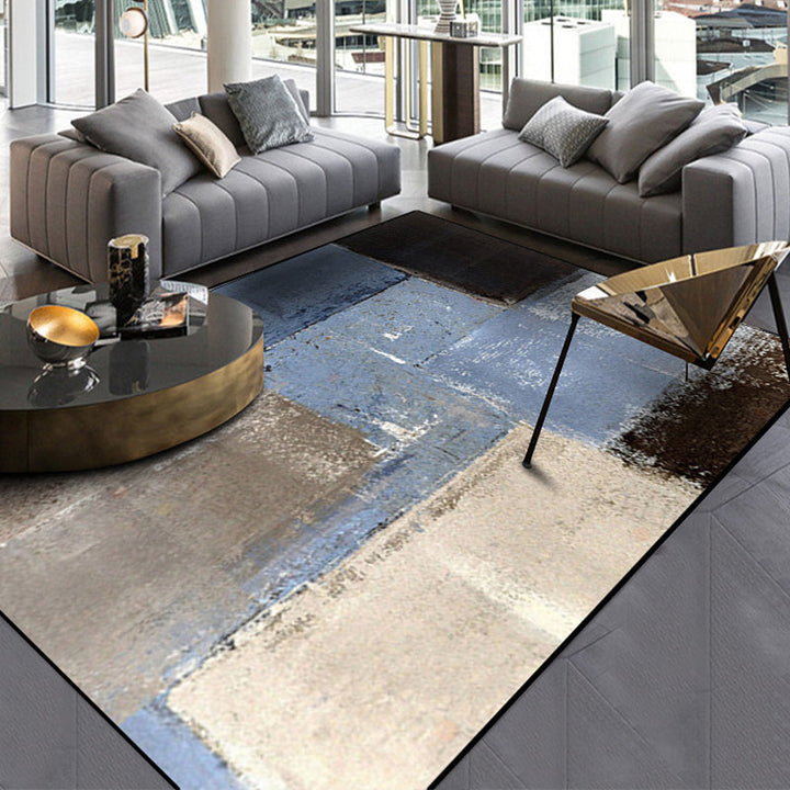 Gray and Brown Contemporary Rug Polyester Brushstroke Pattern Rug Washable Non-Slip Back Rug for the Living Room | Bowlift