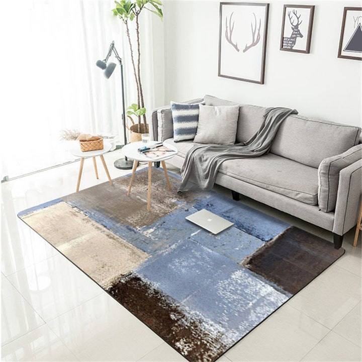 Gray and Brown Contemporary Rug Polyester Brushstroke Pattern Rug Washable Non-Slip Back Rug for the Living Room | Bowlift