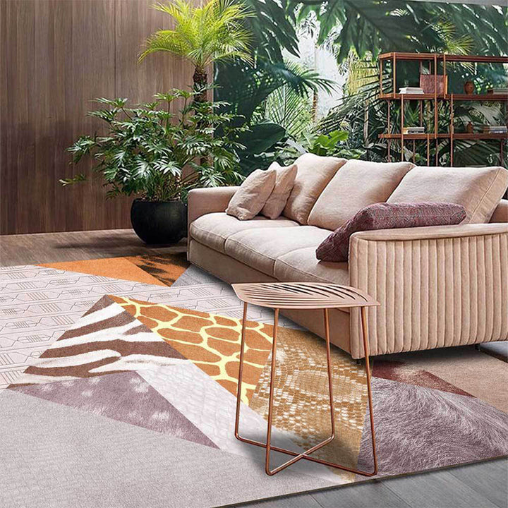 Funky Animal Skin Print Rug Pink Nordic Rug Polyester Washable Non-Slip Back Rug for Living Room | Bowlift