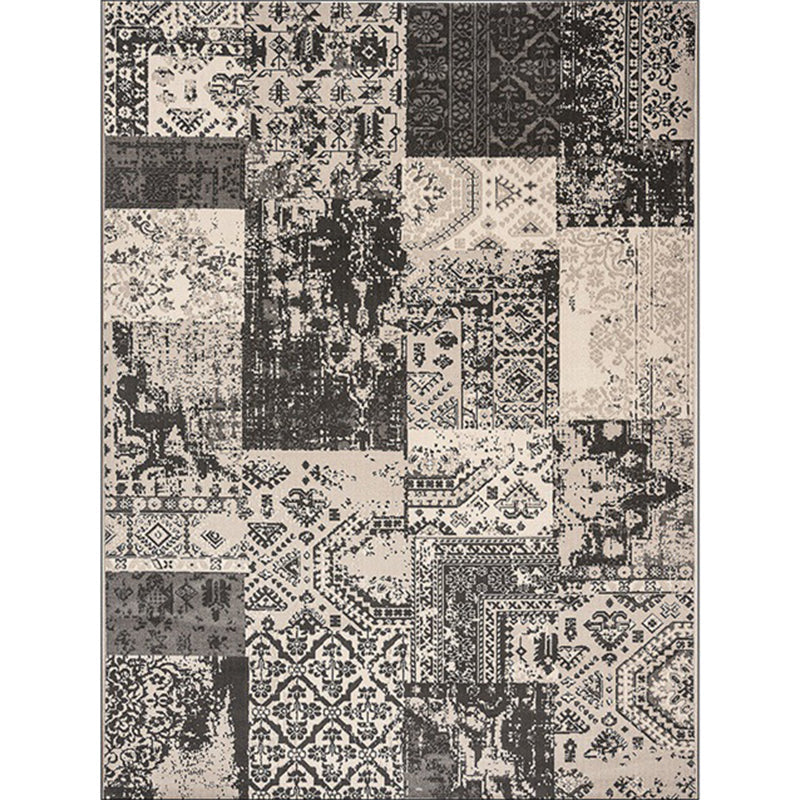 BowLift | Gray Shabby Chic Carpet Polyester Tribal Pattern Carpet Washable Non-slip Backing Carpet for Living Room