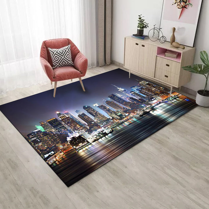 Black New Arrivals Carpet Polyester Geography Pattern Carpet Washable Anti-Slip Back Carpet for the Living Room | Bowlift