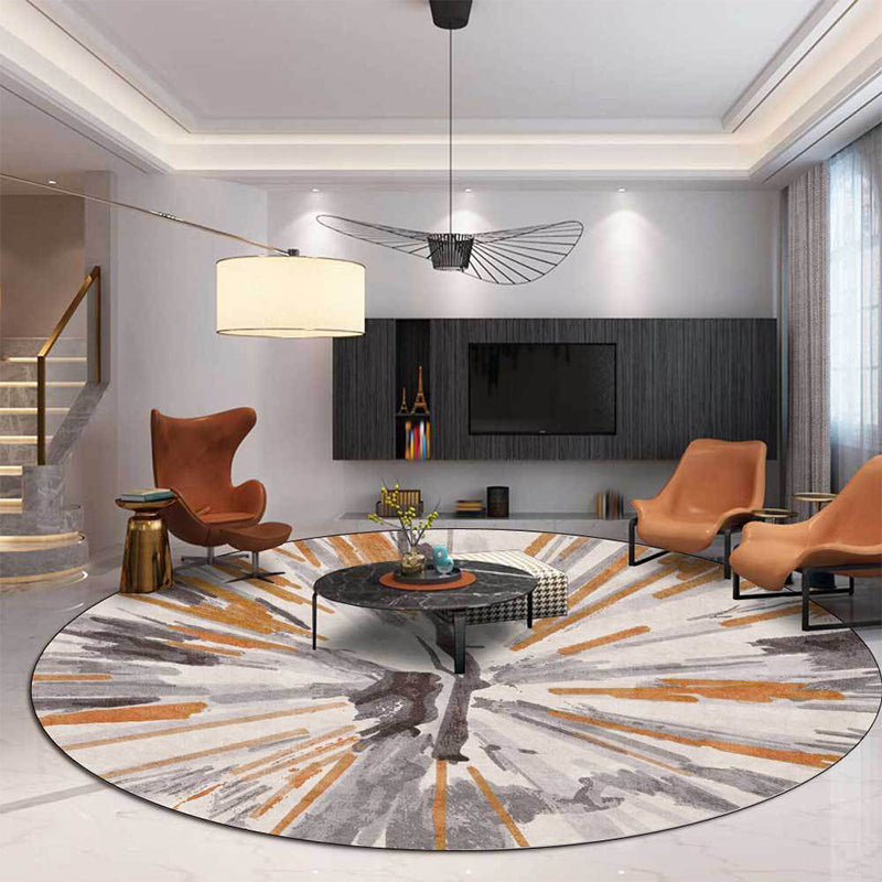 BowLift | Stylish Abstract Area Rug Gray and Brown Nordic Area Rug Polyester Washable Non-Slip Back Area Rug for Living Room