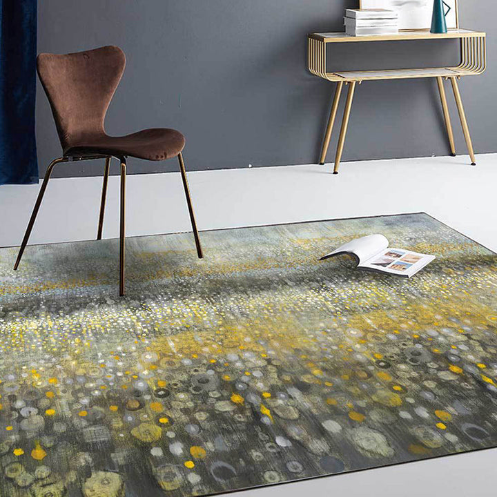 New Arrival Abstract Rug Gray and Yellow Polyester Rug Machine Washable Non-Slip Rug for the Bedroom | Bowlift