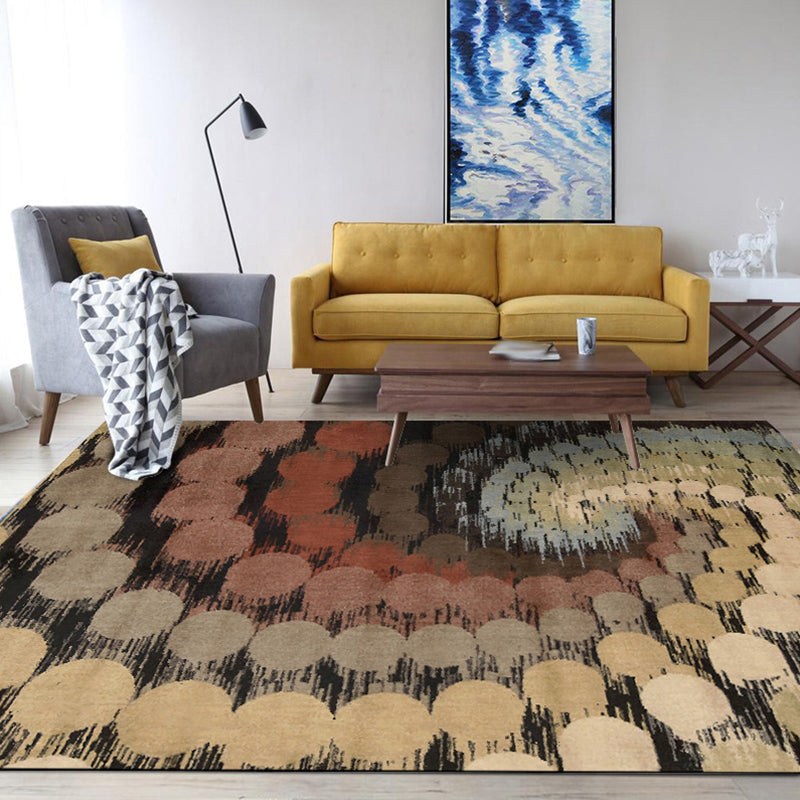 Modern Watercolor Pattern Rug Brown Multicolor Polyester Rug Machine Washable Non-Slip Rug for Bedroom | Bowlift