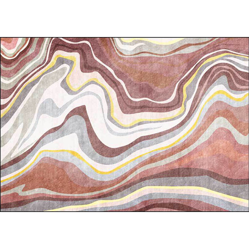 Pink and White Nordic Mat Polyester Swirl Stripe Pattern Carpet Washable Non-Slip Back Carpet for Living Room | Bowlift