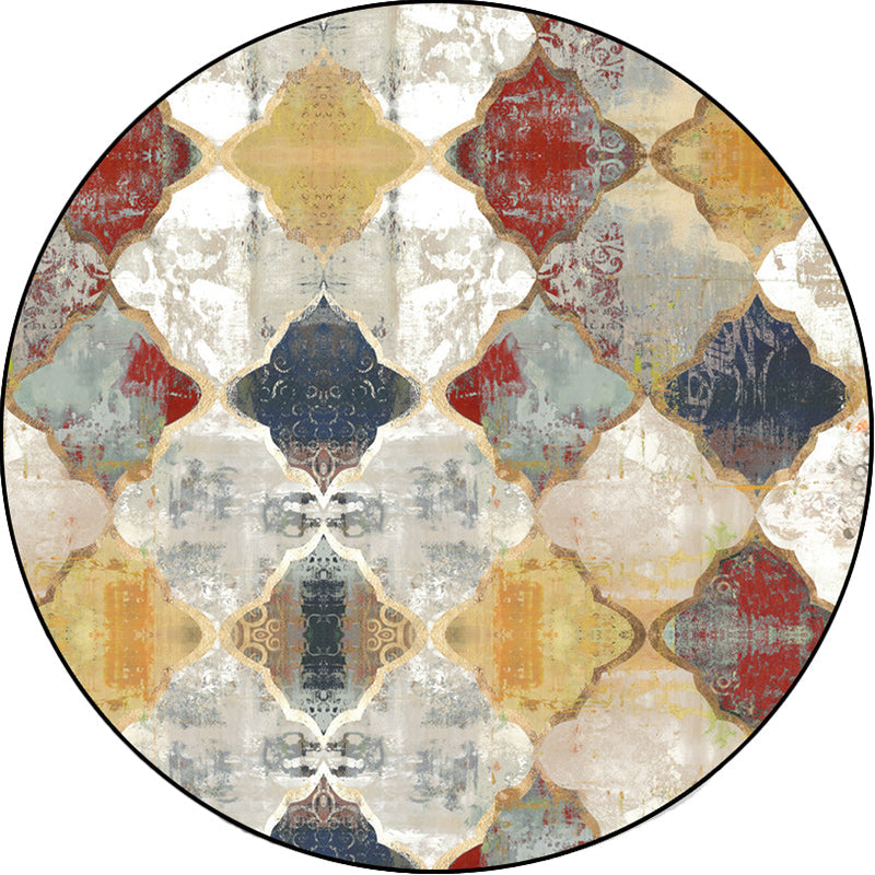 BowLift | Persian Azulejo Pattern Rug Red and White Polyester Rug Machine Washable Nonslip Rug for the Bedroom